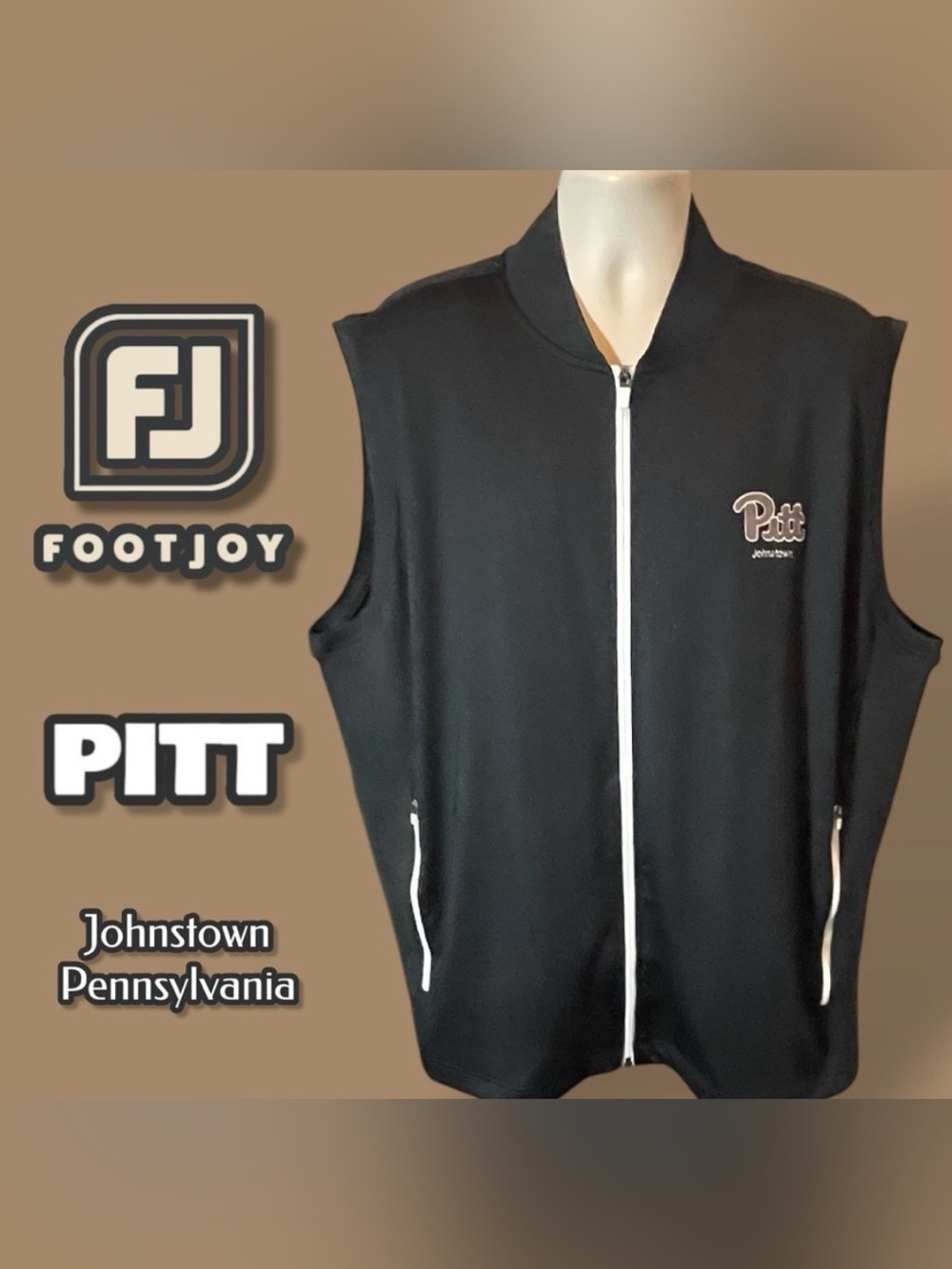 Footjoy Men's Pitt Johnstown Full zip. performance Golf Vest w/ Pockets Size 2XL